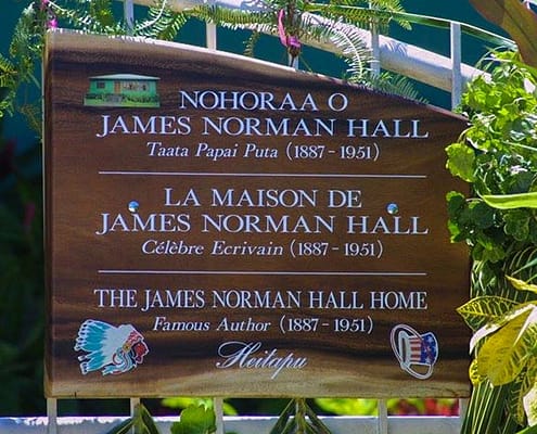 James Norman Hall Museum entry sign