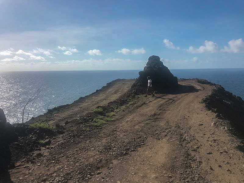Road Hiva Oa with rock monument